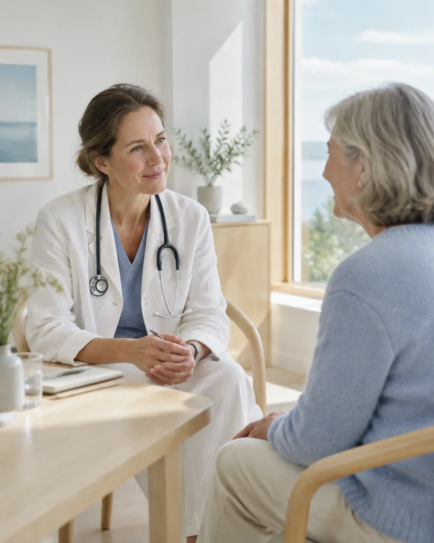 Gespräch zwischen Ärztin und Patient